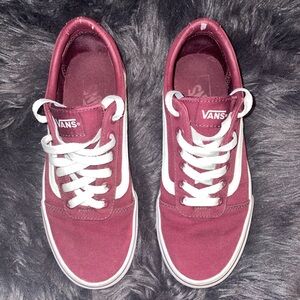 Vans Maroon and White Sneakers